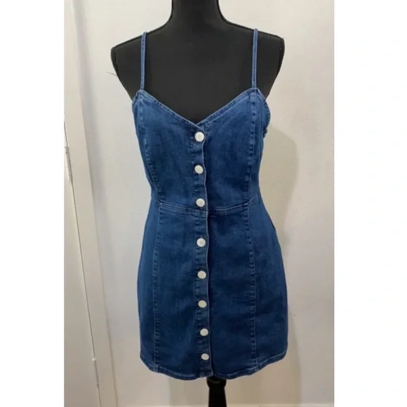 dark denim dress zara BNWT ZARA Double Breasted Denim Dress Dark Blue 6164/157/407/01 XS
